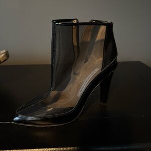 Diane Von Furstenberg Black Sheer Heeled Boots